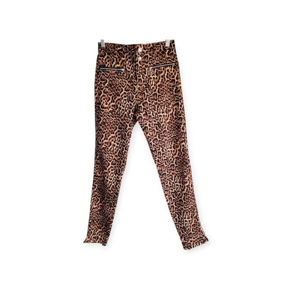 ZARA Leopard Print Stretchy Pants Size 2 Trendy Animal Print Stretch Trousers - Picture 2 of 10